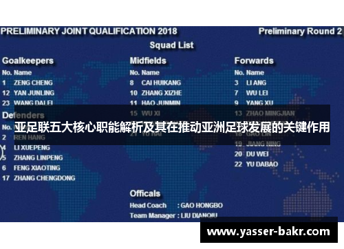 亚足联五大核心职能解析及其在推动亚洲足球发展的关键作用